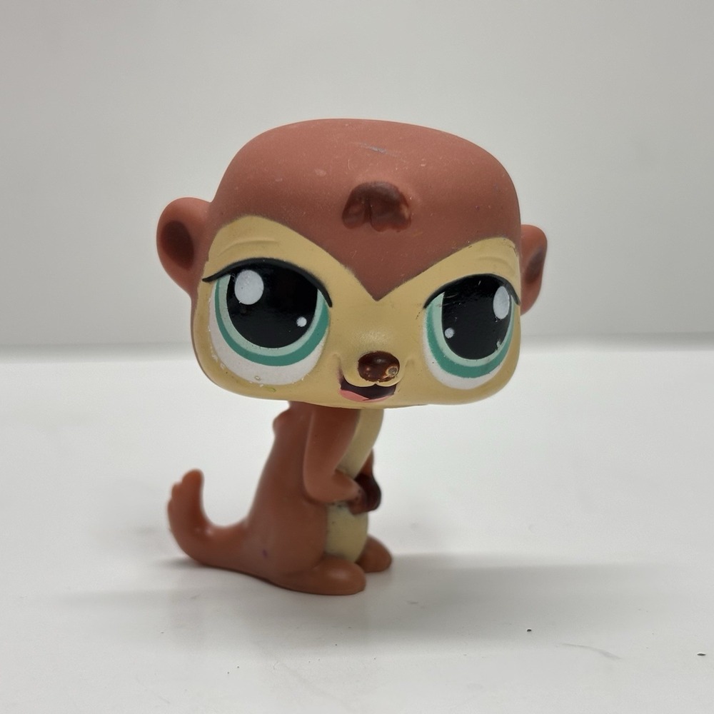 Littlest Pet Shop LPS‎ #1376 Meerkat Brown Cream Green Dot Eyes Hasbro